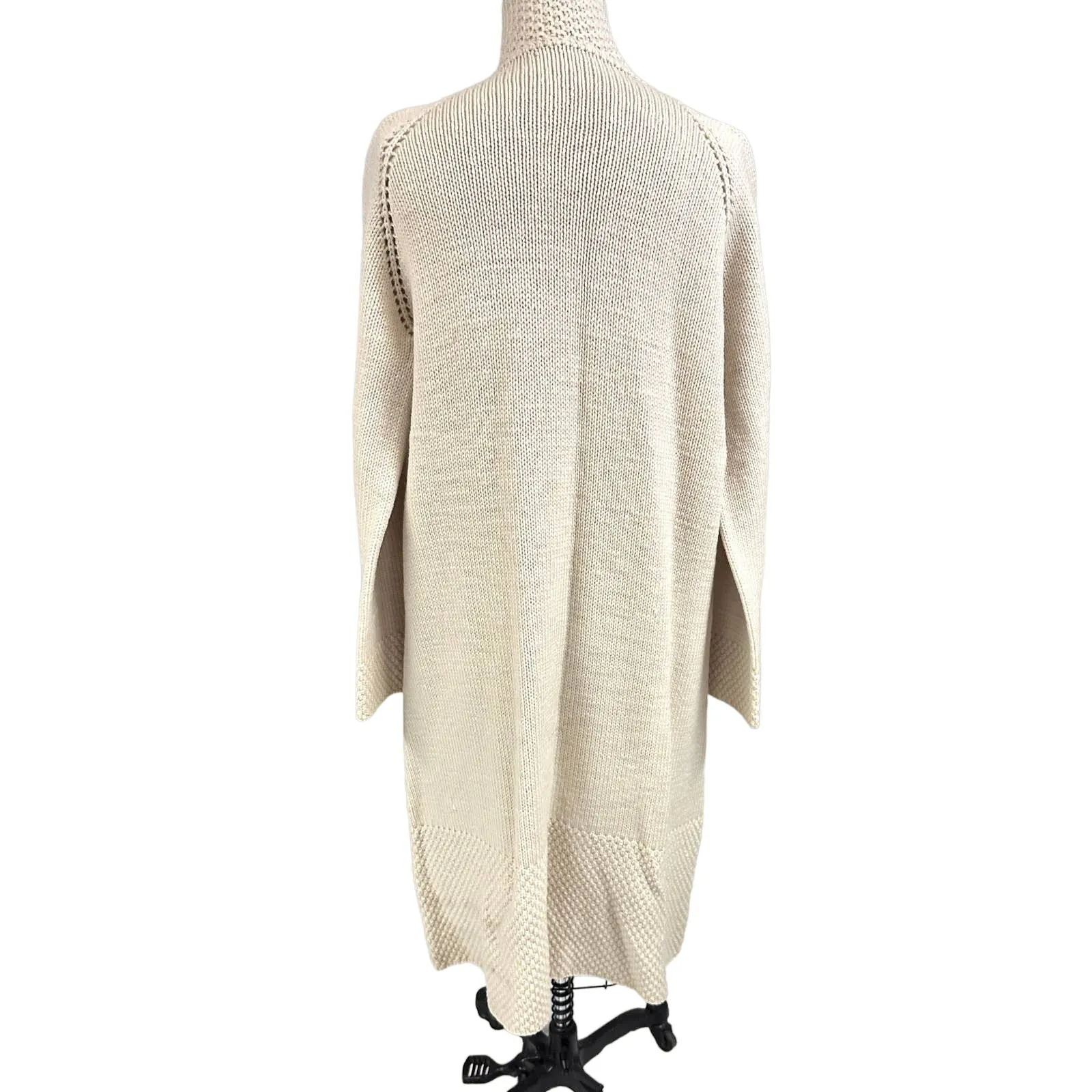 1920s Womens Long Hand Knit Wool Sweater Coat MOP Buttons Asymmetrical Sz M/L