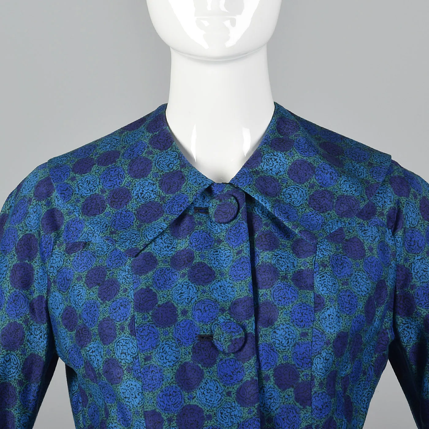 1950s Skirt Suit in a Beautiful Blue Print