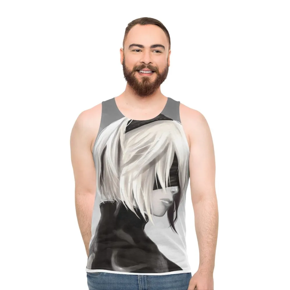 2B Unisex Tank Top - Nier Automata Fanart Digital Illustration