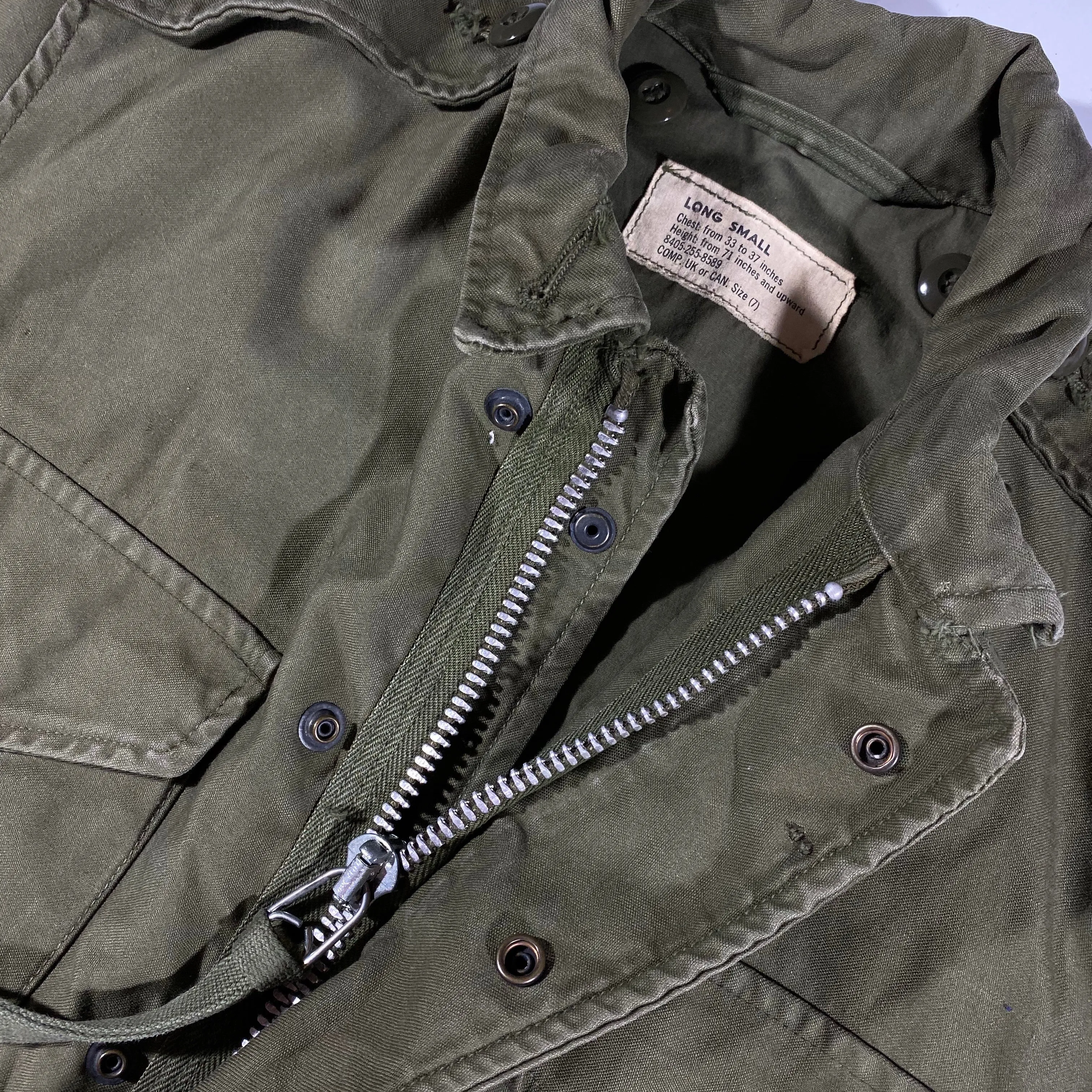 70s Military Jacket Long Small