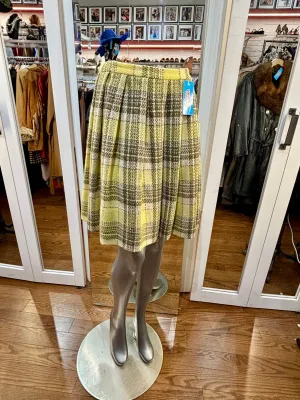 70’s Plaid Pleated Flare Skirt