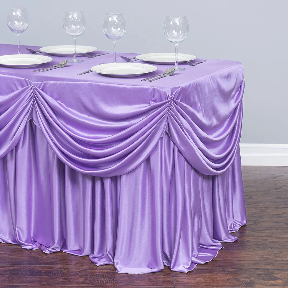 8 ft. Drape Chiffon All-In-1 Tablecloth/Pleated Skirt (8 Colors)