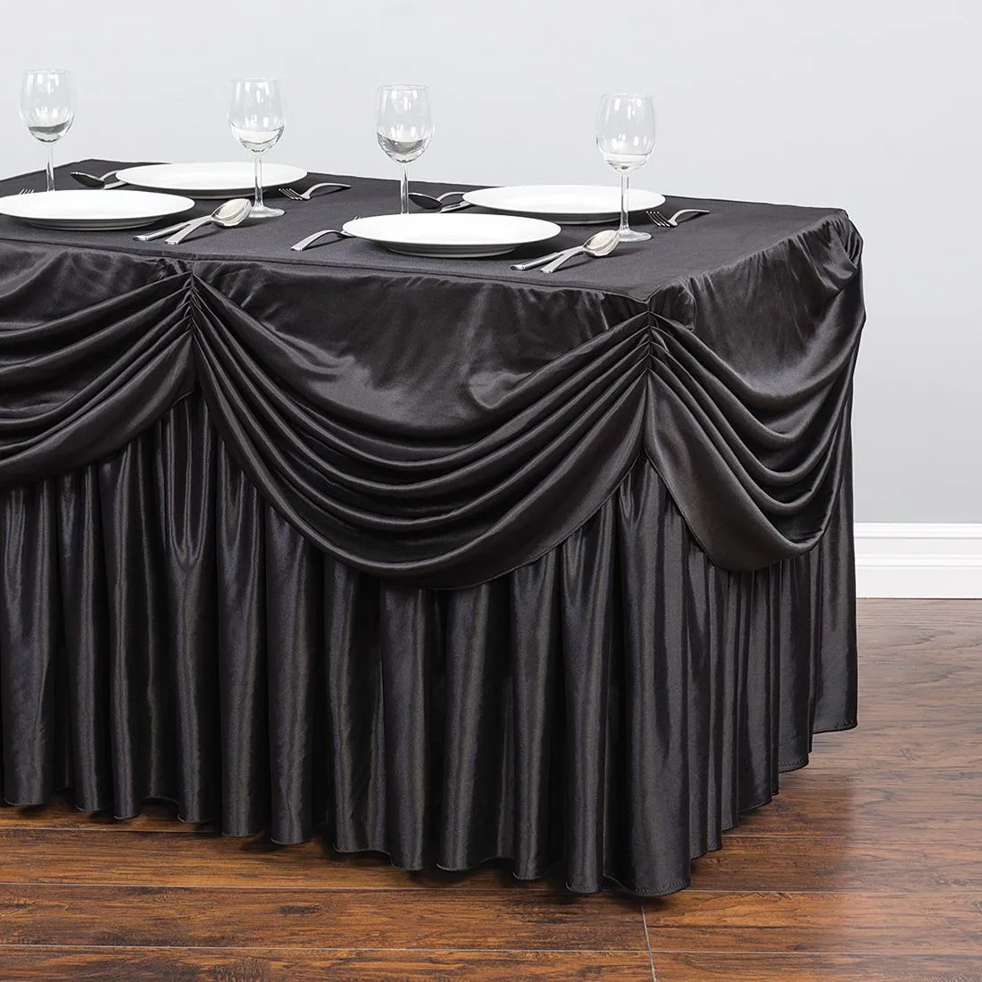 8 ft. Drape Chiffon All-In-1 Tablecloth/Pleated Skirt (8 Colors)