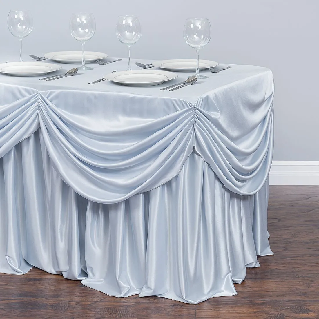 8 ft. Drape Chiffon All-In-1 Tablecloth/Pleated Skirt (8 Colors)