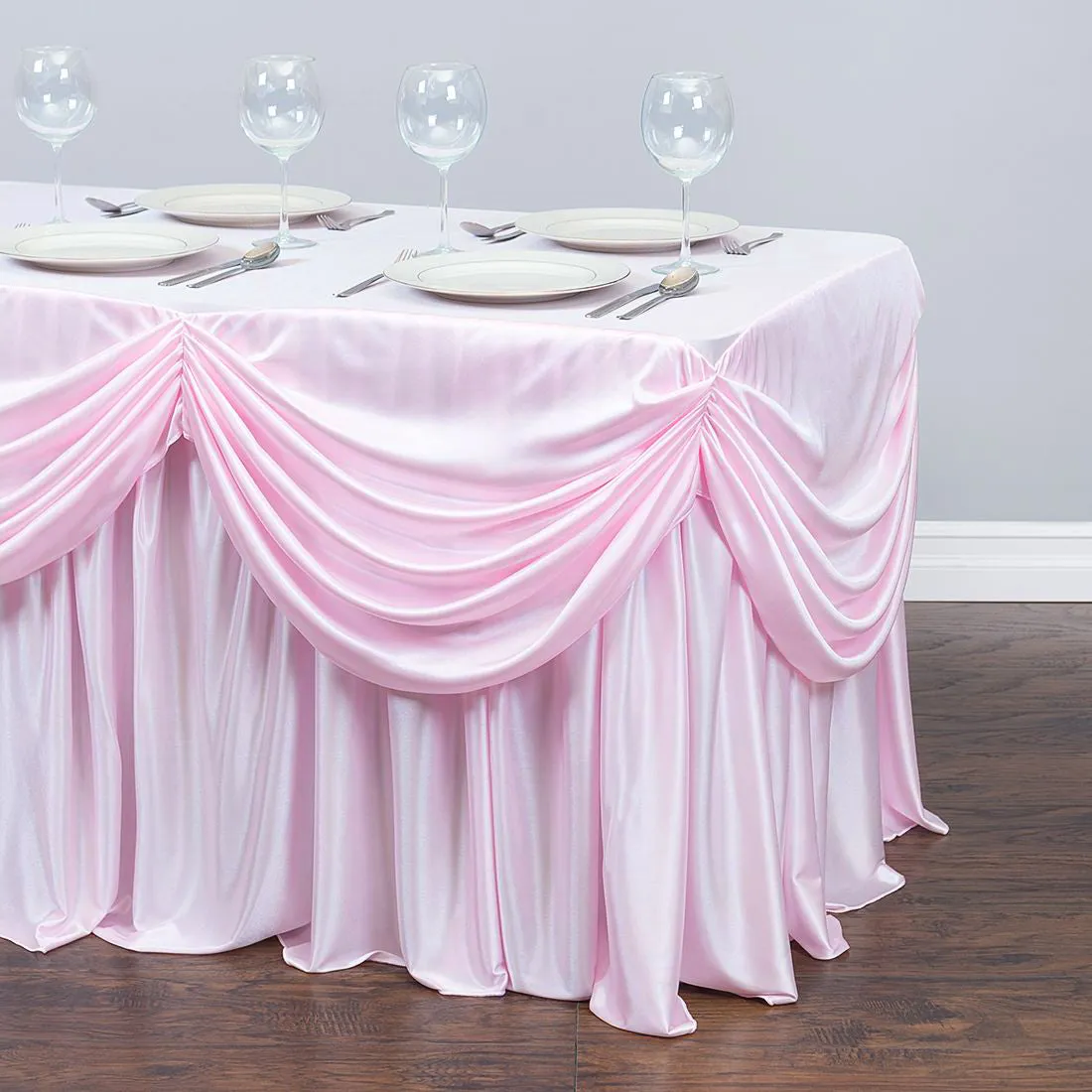 8 ft. Drape Chiffon All-In-1 Tablecloth/Pleated Skirt (8 Colors)