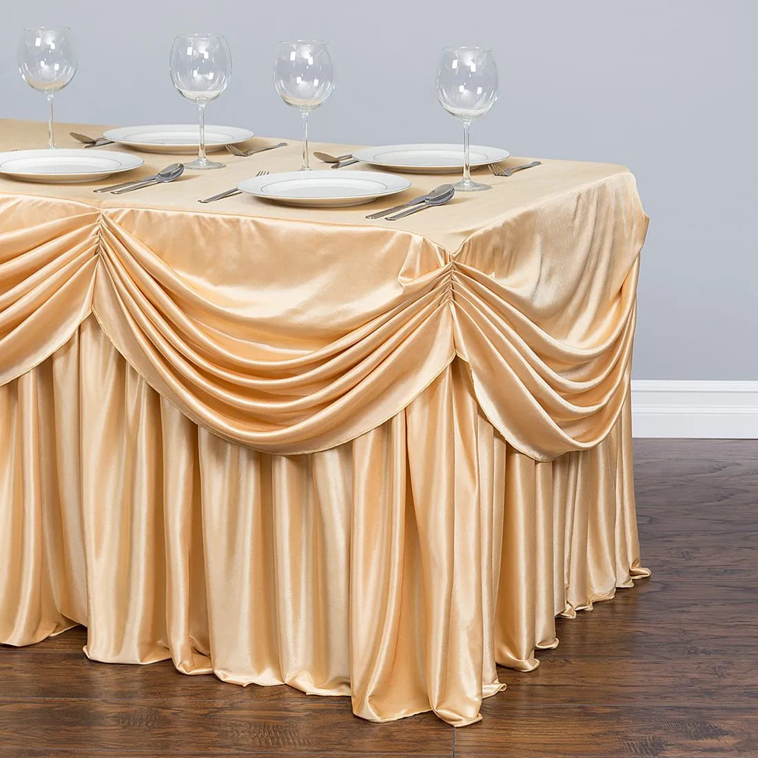 8 ft. Drape Chiffon All-In-1 Tablecloth/Pleated Skirt (8 Colors)