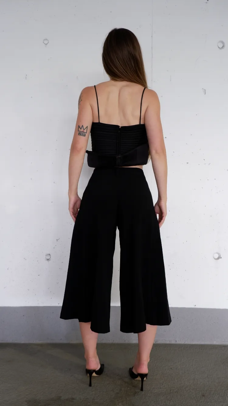 90s Black Low-Rise Culottes - XS