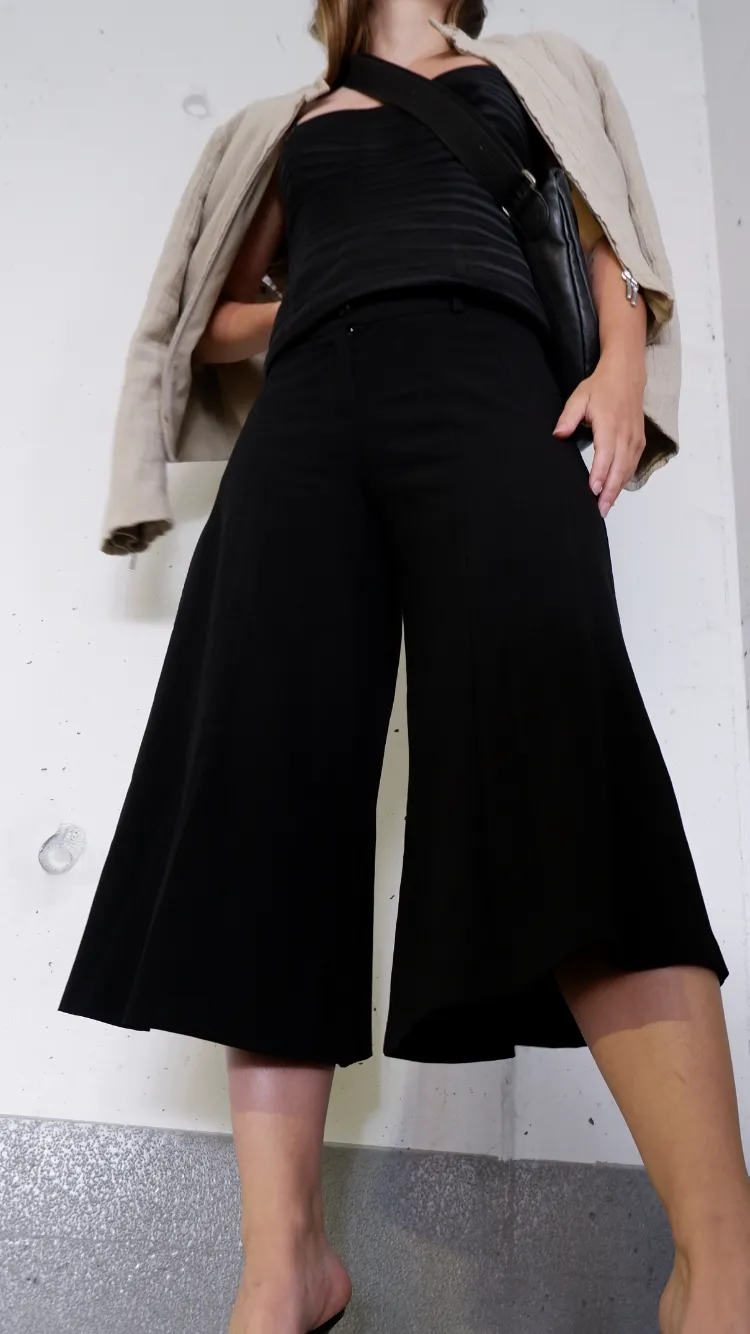 90s Black Low-Rise Culottes - XS