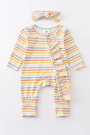 Abby & Evie Multicolored stripe 2pc ruffle romper