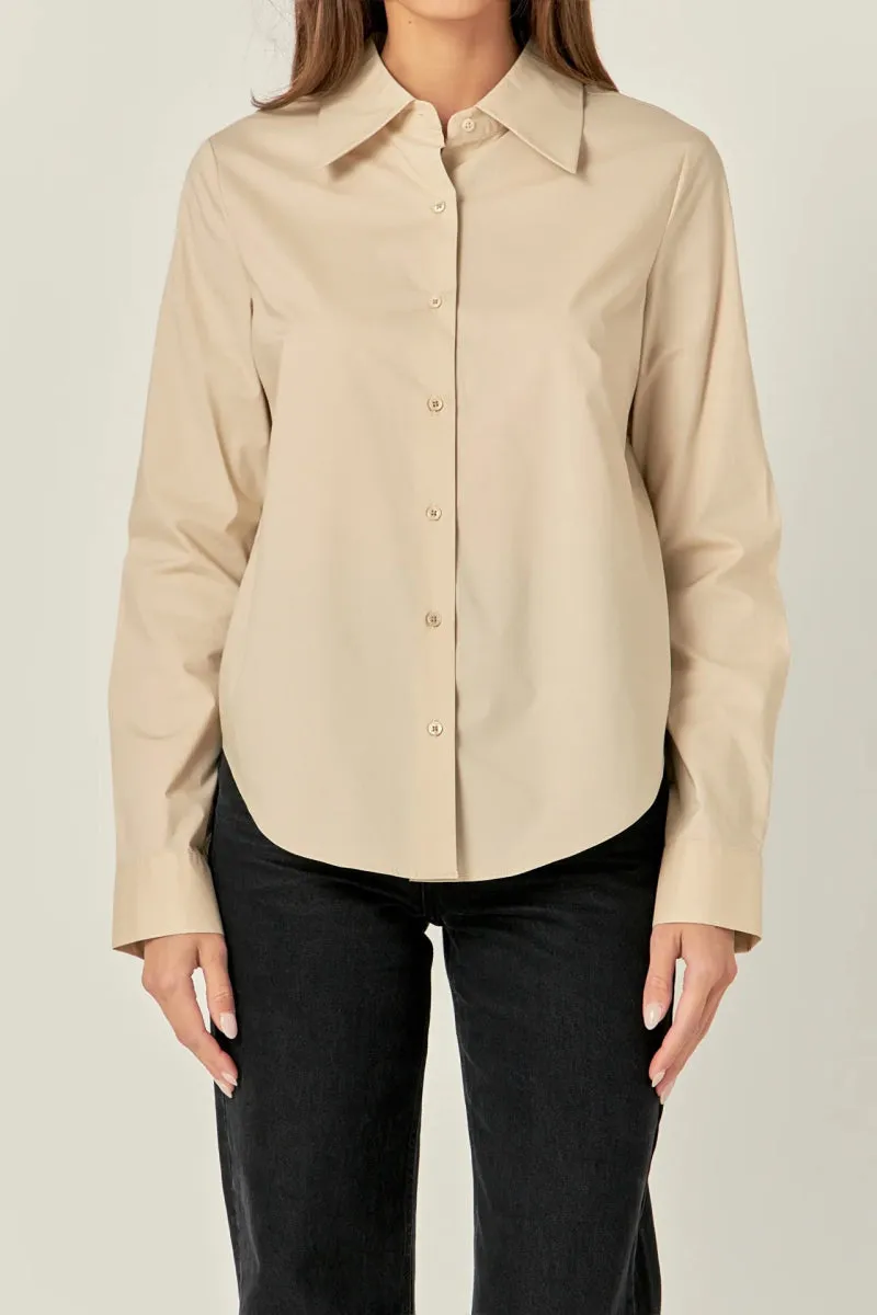 Accent Collar Poplin Dress Shirt | Taupe