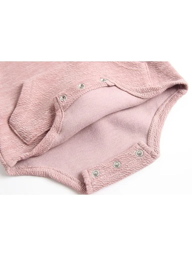 Adorable Baby Bunny Ear Solid Color Hooded Onesie