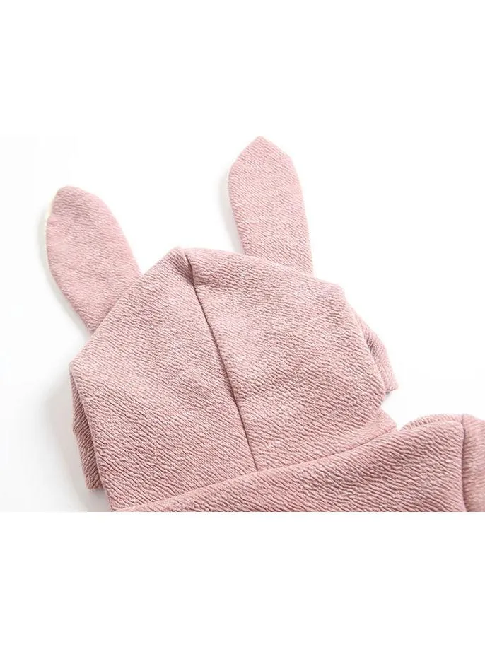 Adorable Baby Bunny Ear Solid Color Hooded Onesie