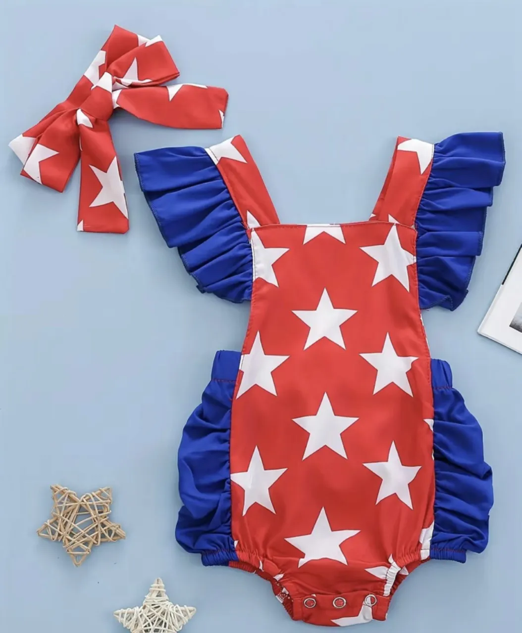 Adorable Patriotic Halter Romper and Headband