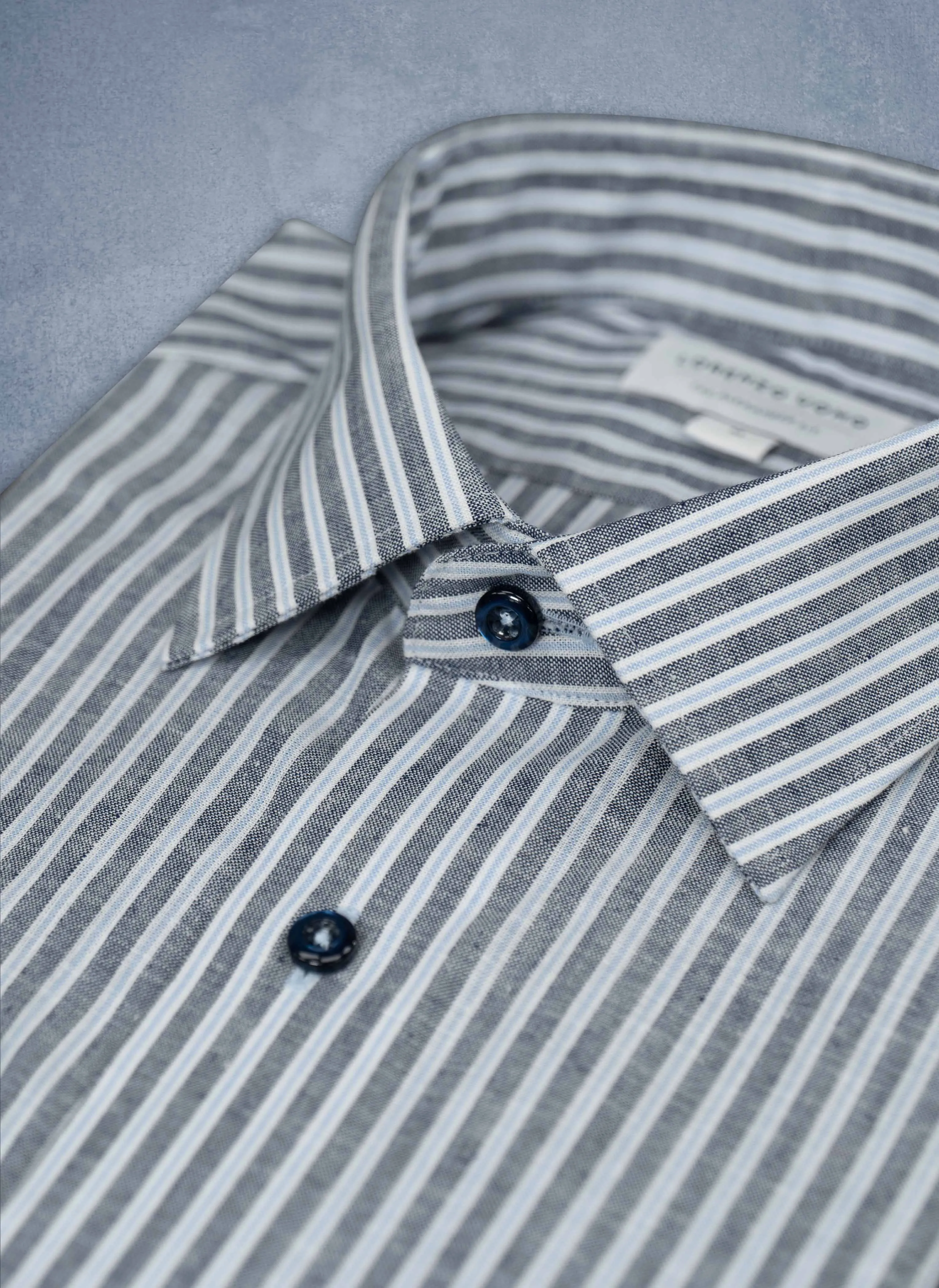 Alexander in Navy & Blue Stripe Shirt