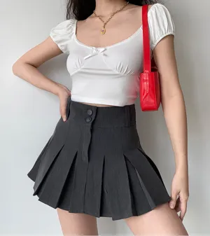 all-match high waist pleated A-line skirt