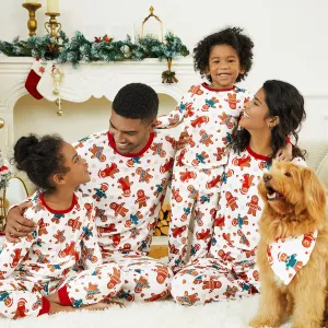 Allover Print Long Sleeve Gingerbread Family Pajamas Christmas