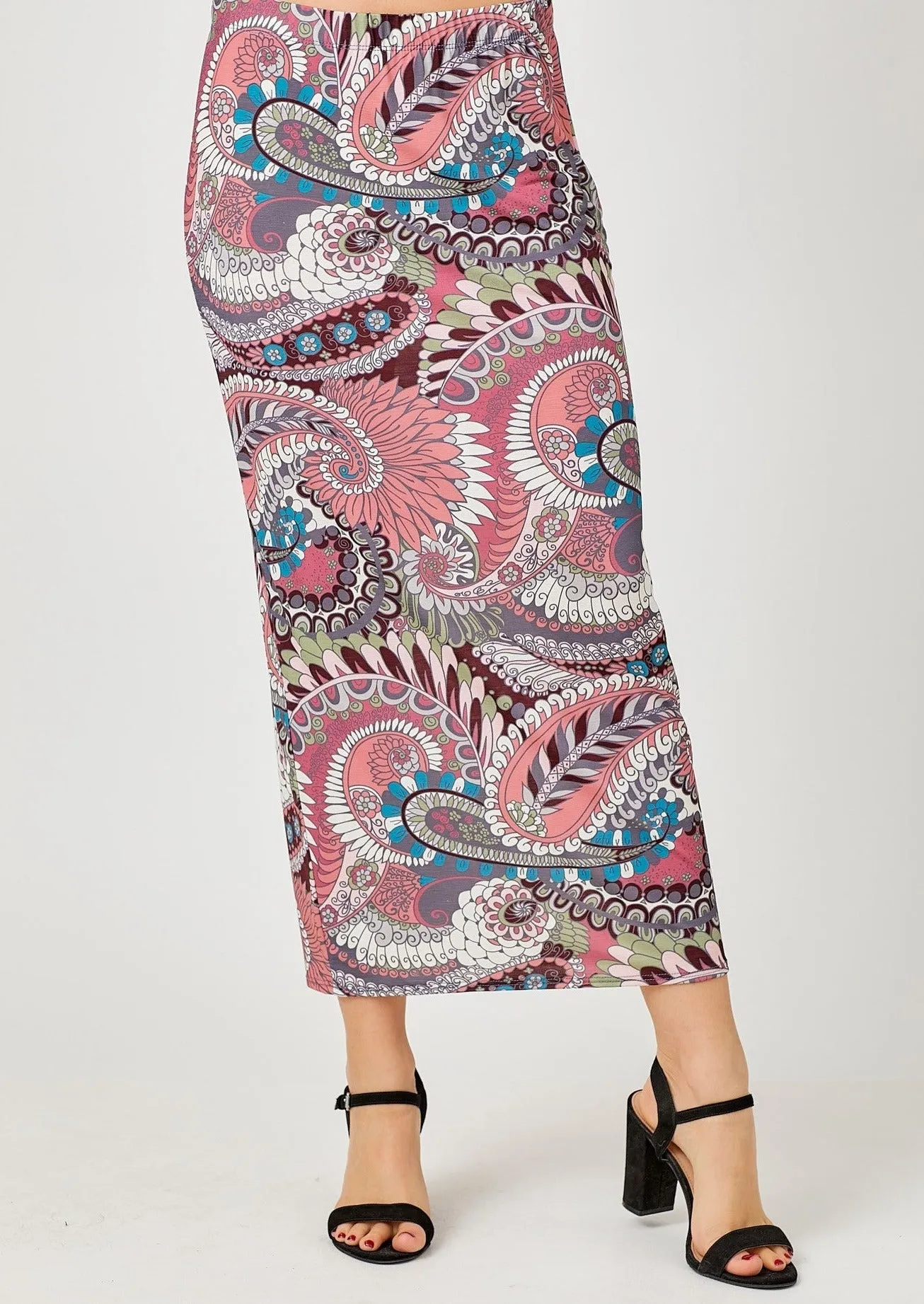 Amy Paisley Dreams Pencil Skirt-Regular & Plus