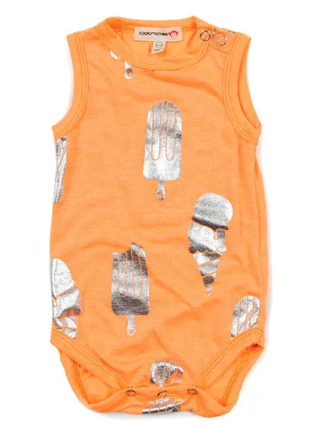 Appaman Ice Cream Baby Girls Neon Orange Romper Sizes 6M-12M, 12M-18M