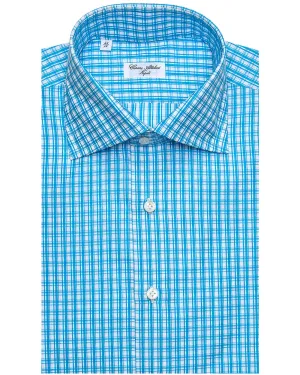 Aqua Overcheck Dress Shirt