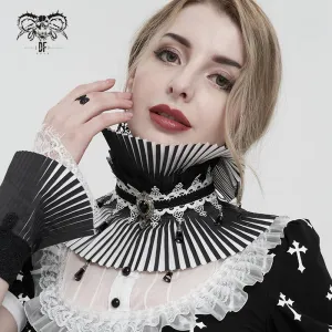 AS124 Gothic pleated black and white turtleneck collar