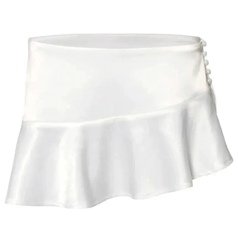 Atara Pleated Mini Satin Skirt