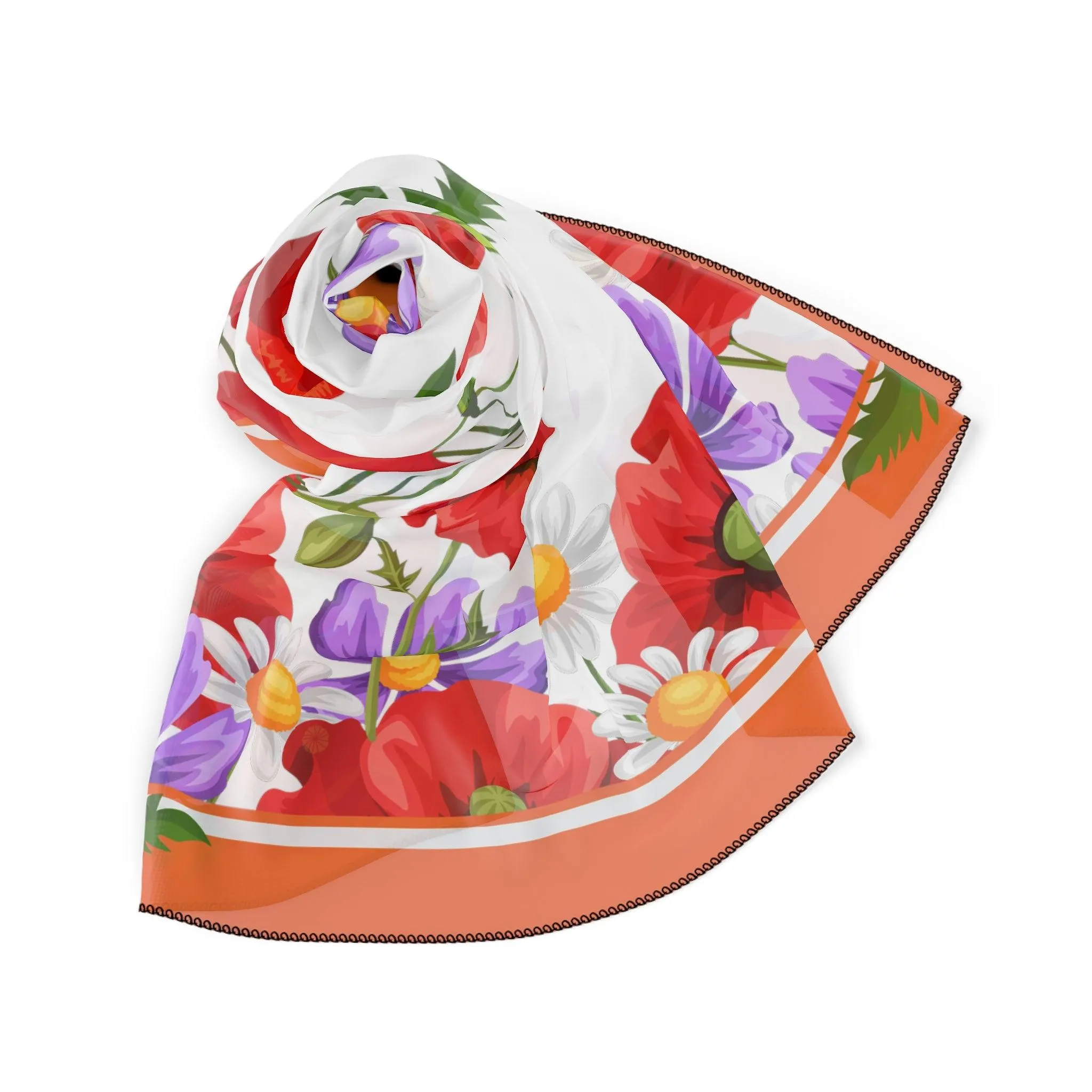 Autumn Elegance Sheer Floral Scarf - Artisan Crafted Luxury