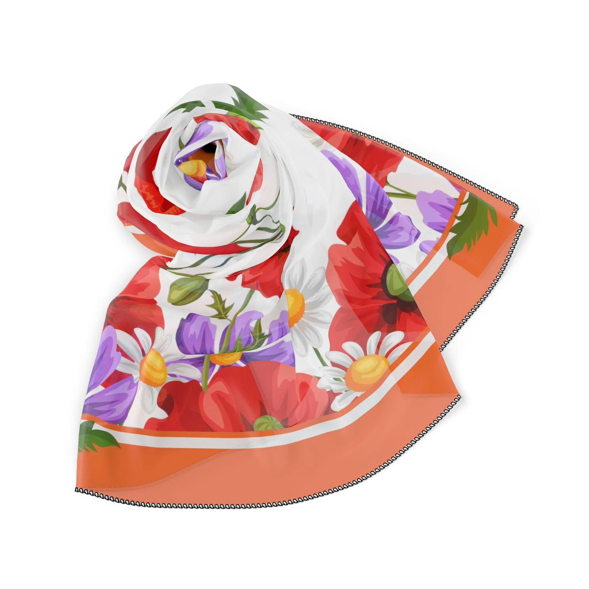 Autumn Elegance Sheer Floral Scarf - Artisan Crafted Luxury