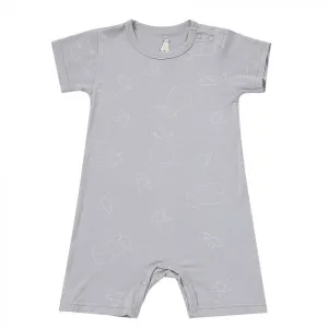 Baa Baa Sheepz Romper Short Sleeve Cute Big Star & Head Grey - 18M