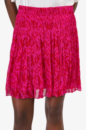 Ba&sh Hot Pink Floral Pleated Mini Skirt Size M