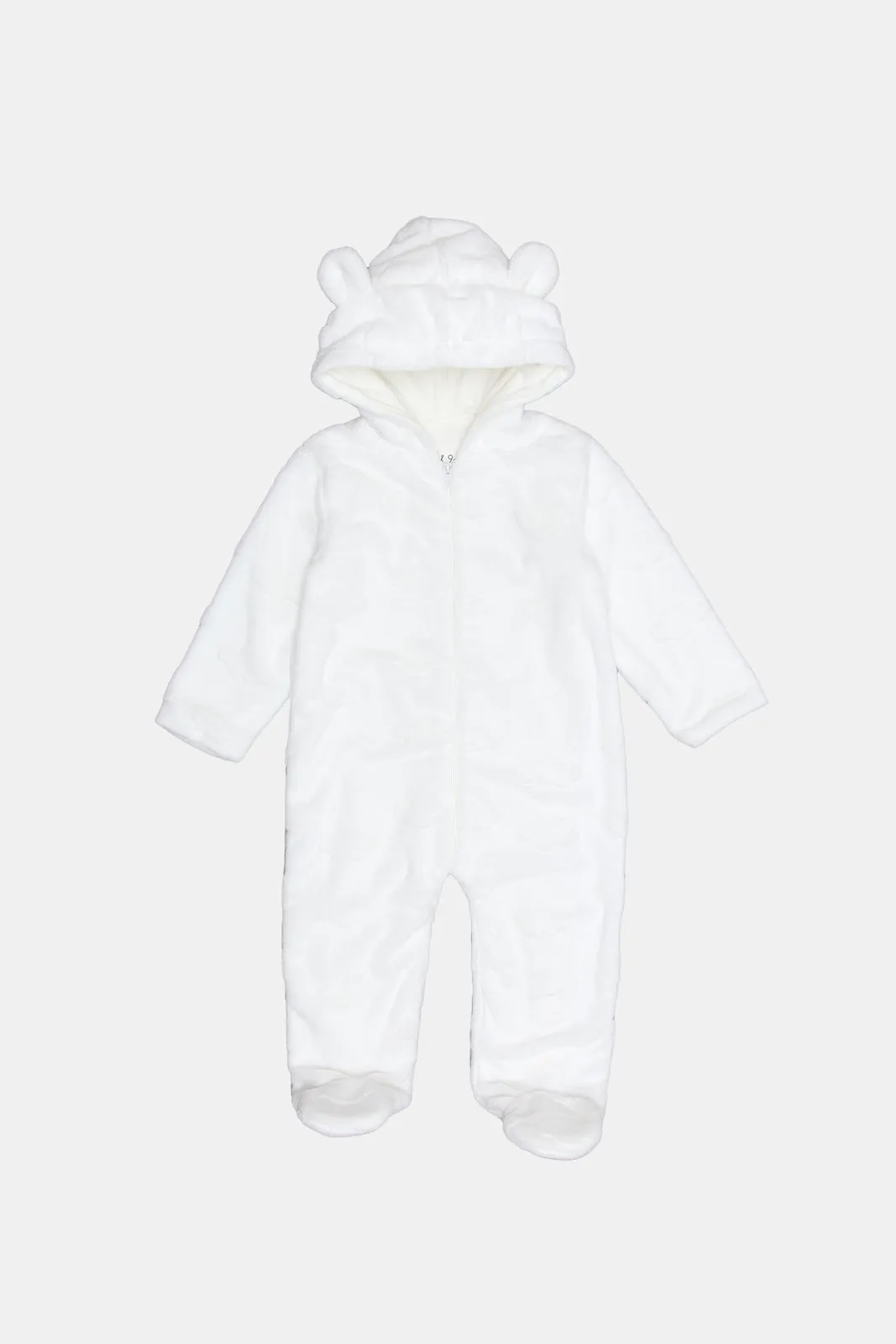 Babies White Jacquard Sherpa Romper