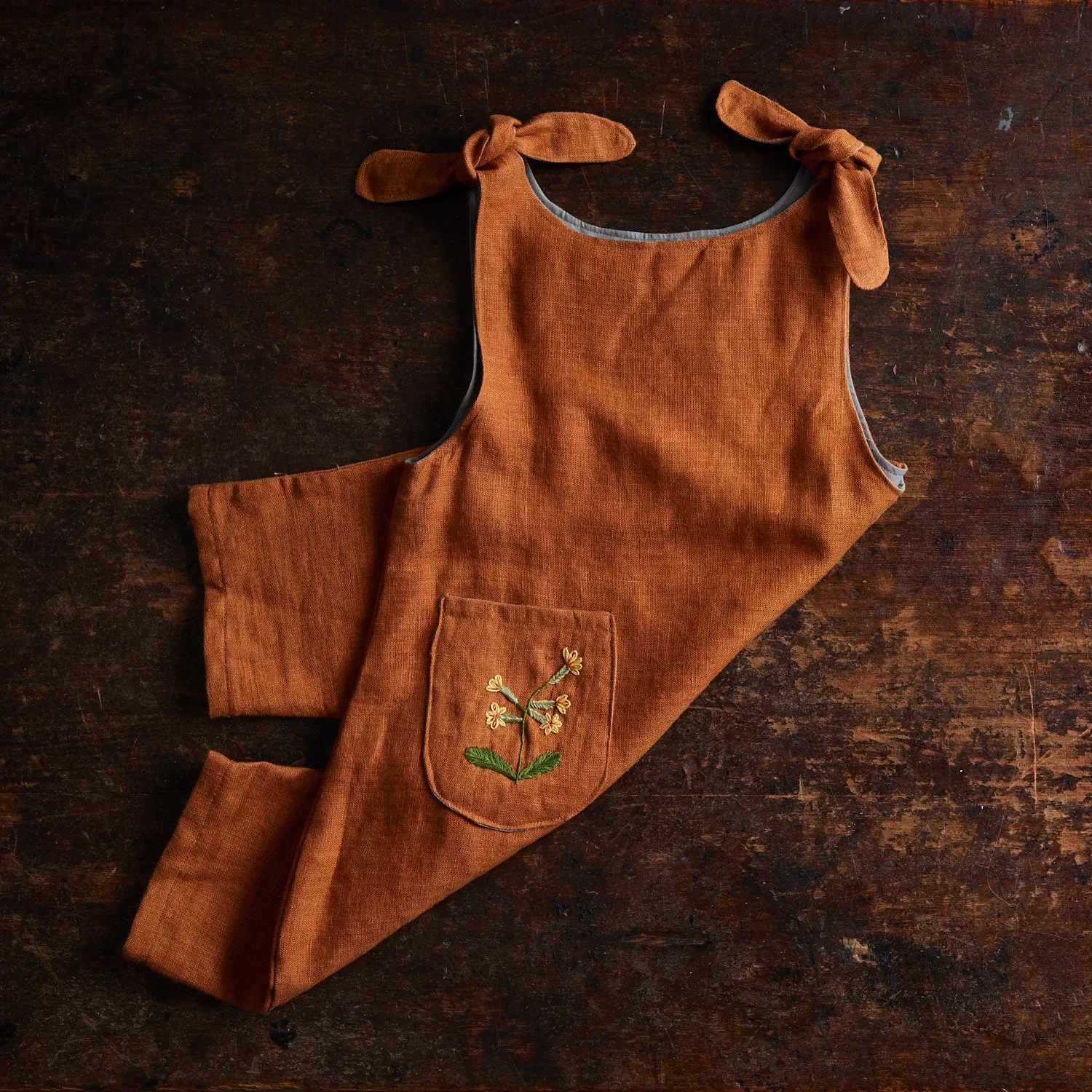 Baby & Kids Linen Ariadne Romper - Brick