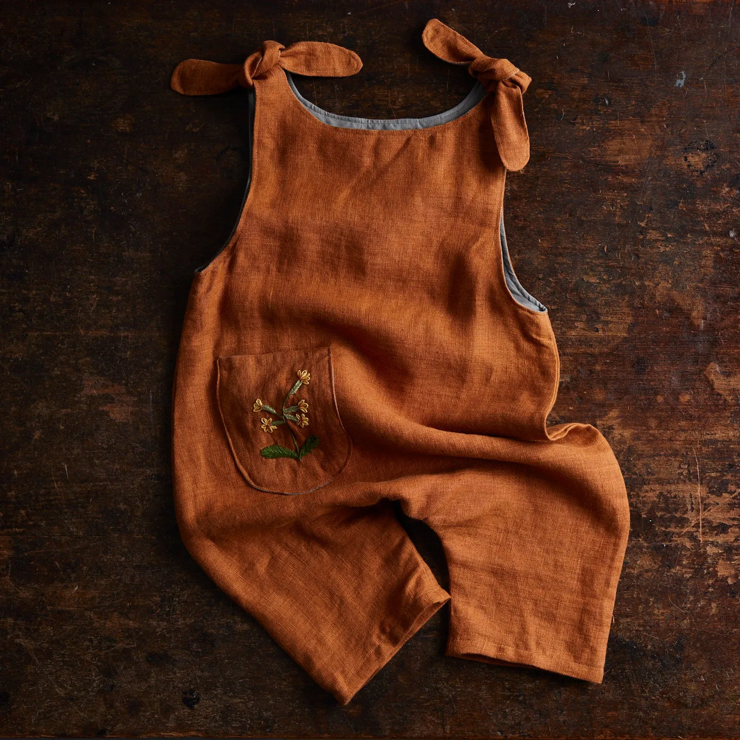 Baby & Kids Linen Ariadne Romper - Brick