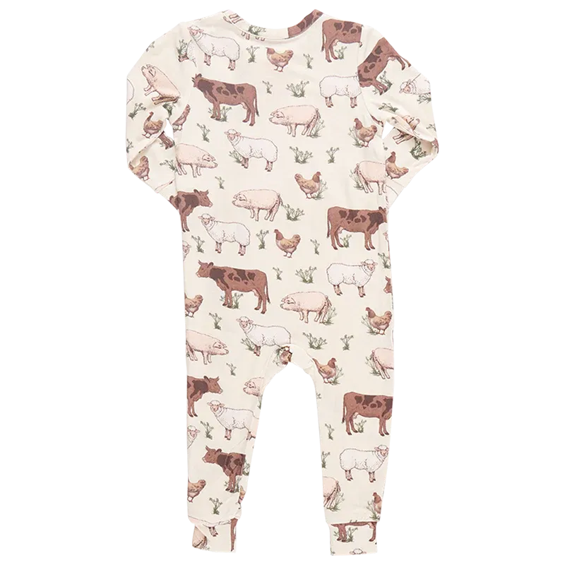 Baby Bamboo Zip Romper PJ - Farm Life *LAST ONE - 12/18m*