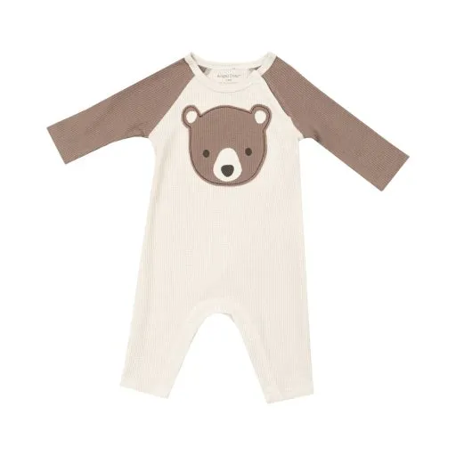 Baby Bear Raglan Baby Romper: Brown