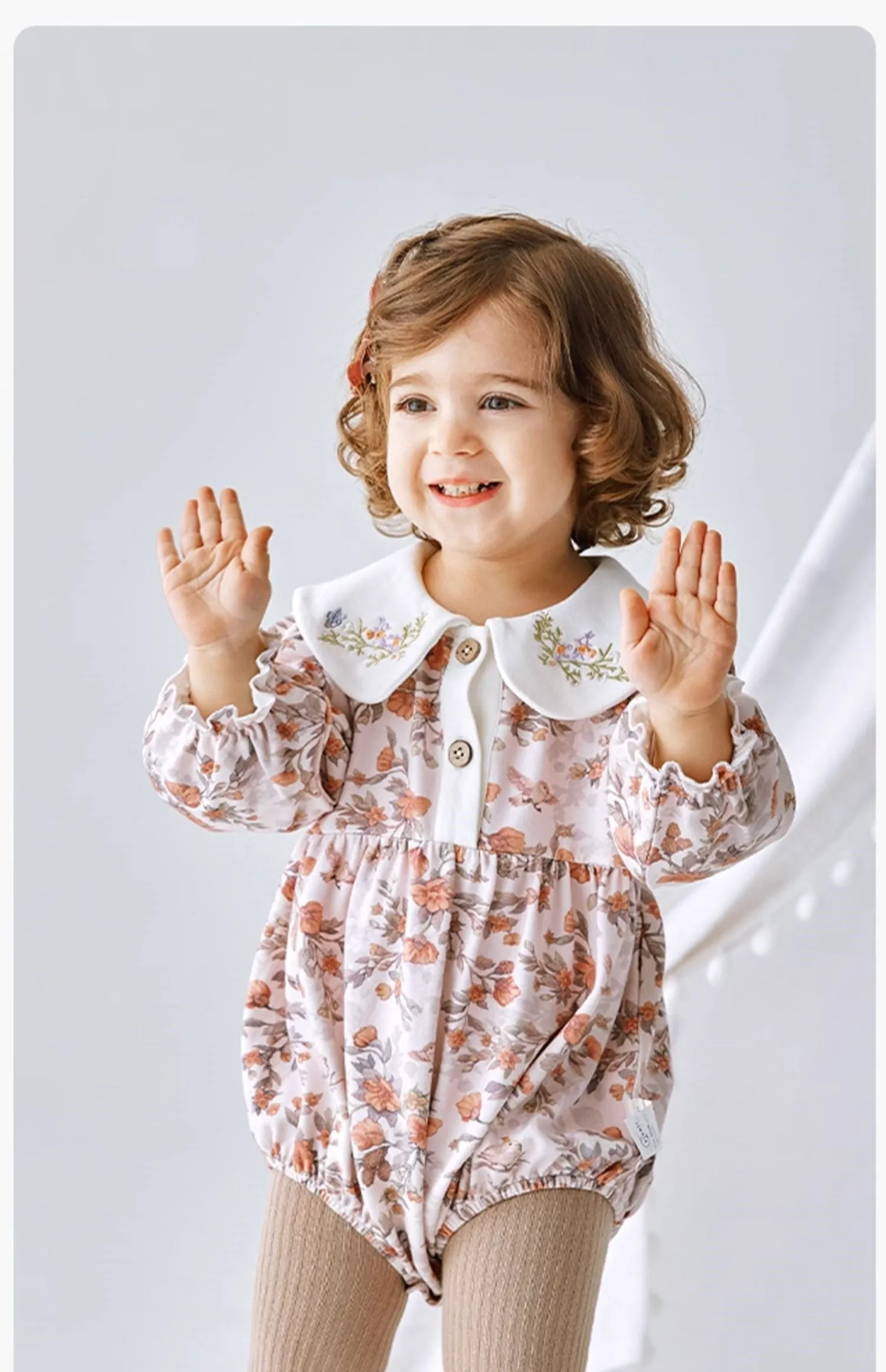 Baby Bird Rain Flower Long Sleeve Bodysuit