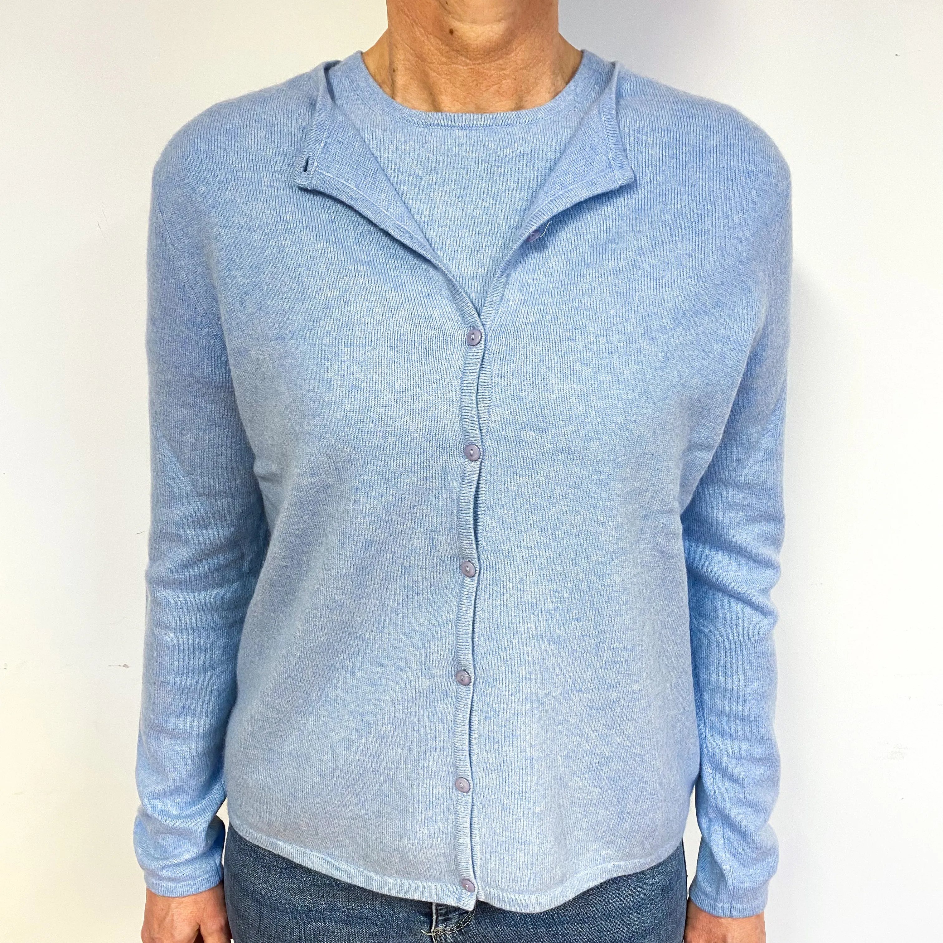 Baby Blue Twinset Cashmere Cardigan And Top Medium