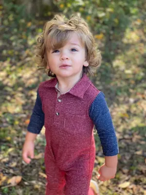 Baby Boy's Arlington Polo Romper In Wine Navy | Me & Henry