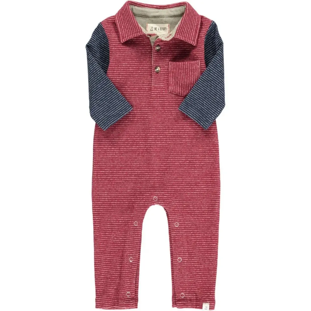 Baby Boy's Arlington Polo Romper In Wine Navy | Me & Henry