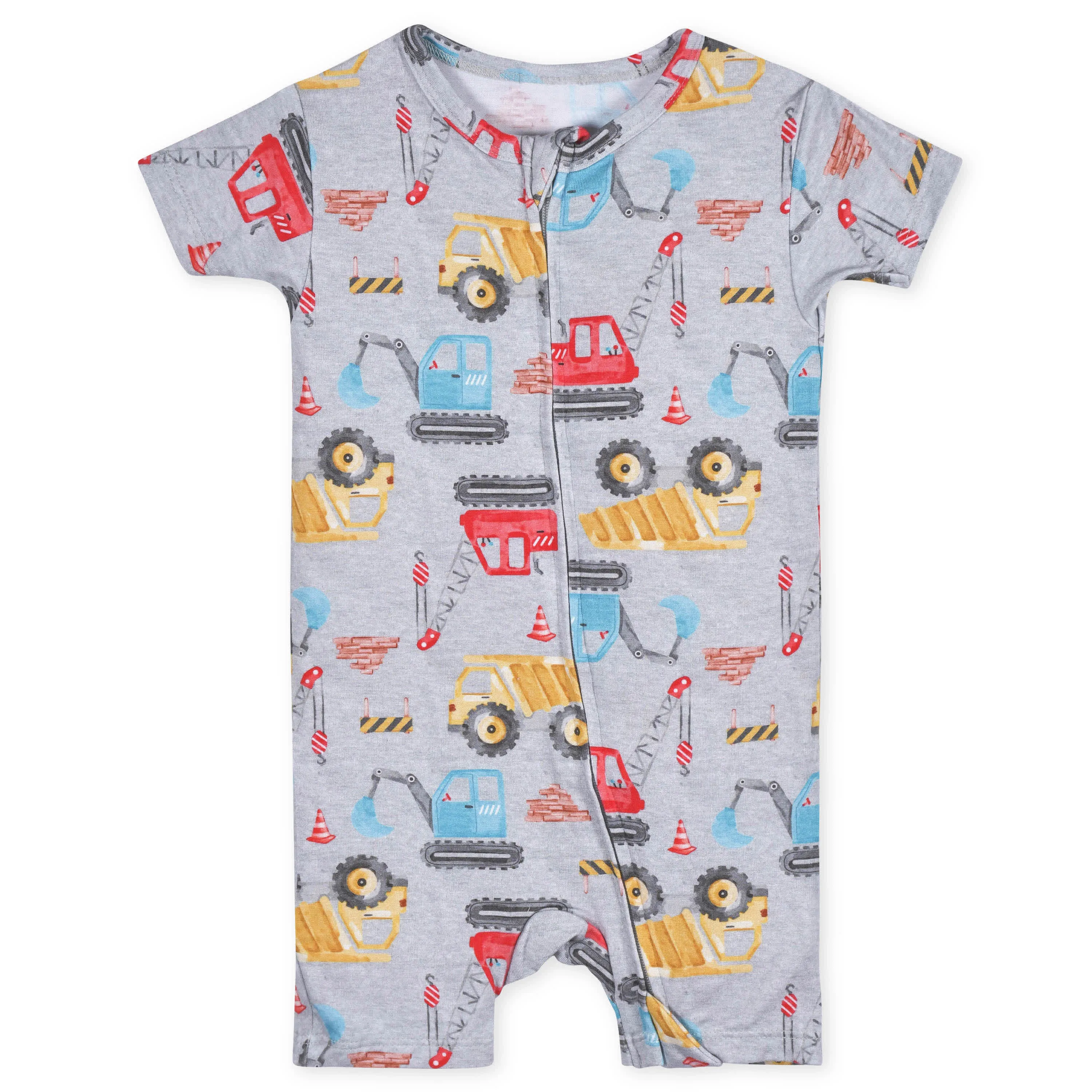 Baby Boys Construction Trucks Buttery Soft Viscose Made from Eucalyptus Snug Fit Romper