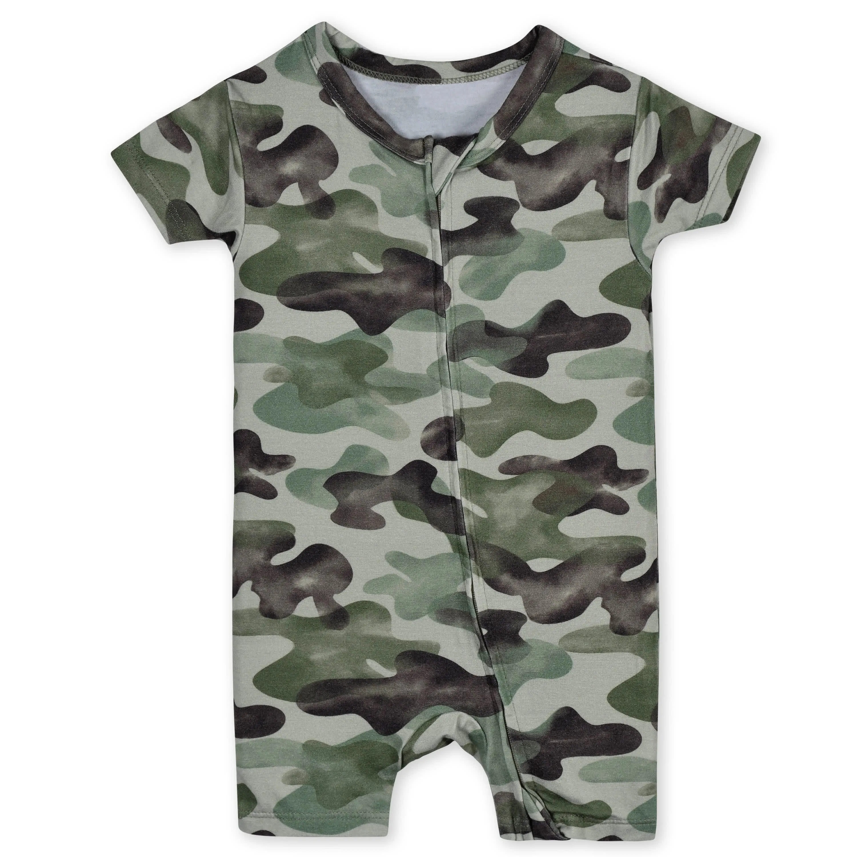 Baby Boys Hide & Seek Camo Buttery Soft Viscose Made from Eucalyptus Snug Fit Romper