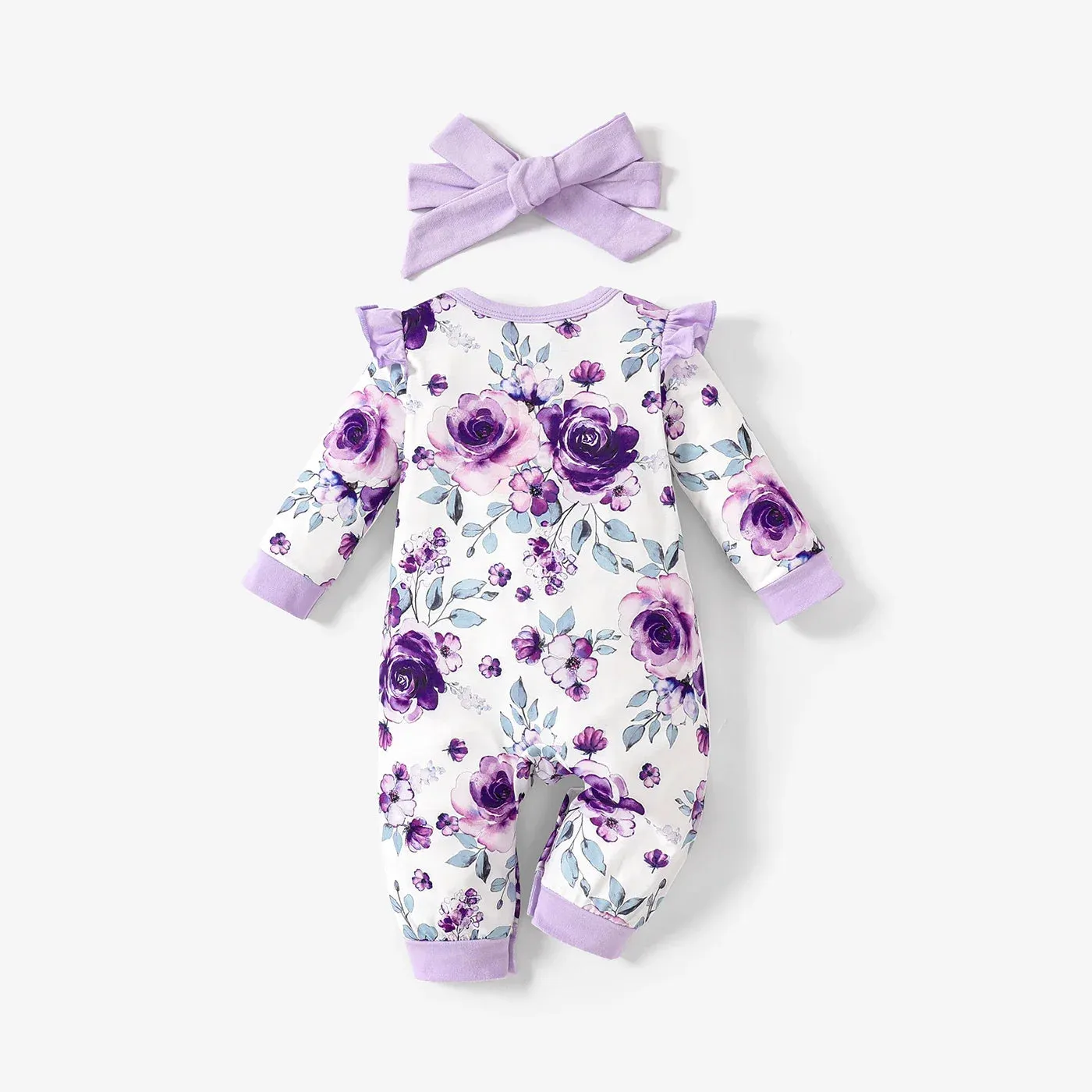 Baby Girl Floral Sweet Long Sleeve Jumpsuit Set Soft and Comfortable  Perfect for Outings and Daily Wear 2pcs