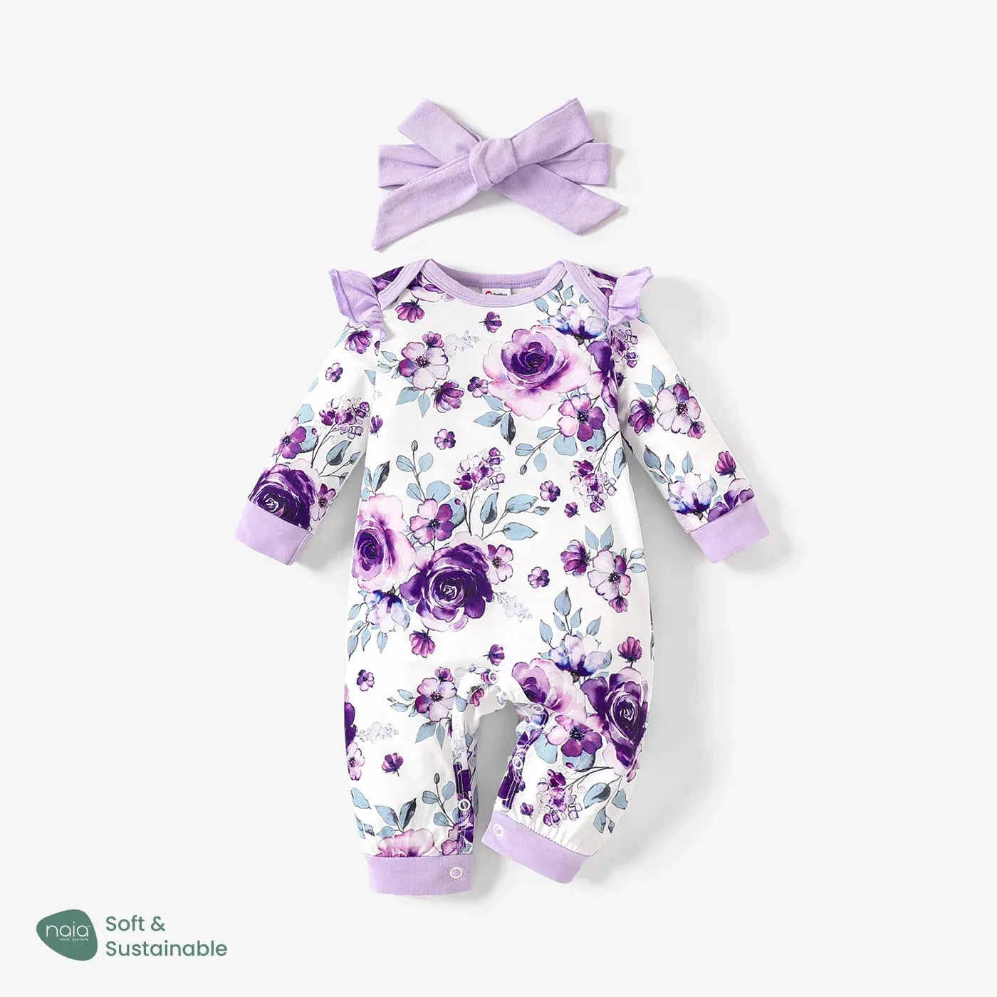 Baby Girl Floral Sweet Long Sleeve Jumpsuit Set Soft and Comfortable  Perfect for Outings and Daily Wear 2pcs