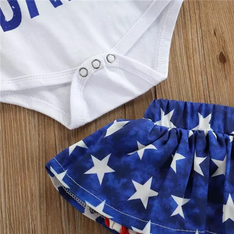 Baby Girl July 4th Outfit Romper Newborn American Flag Patriotic Summer Clothes Set