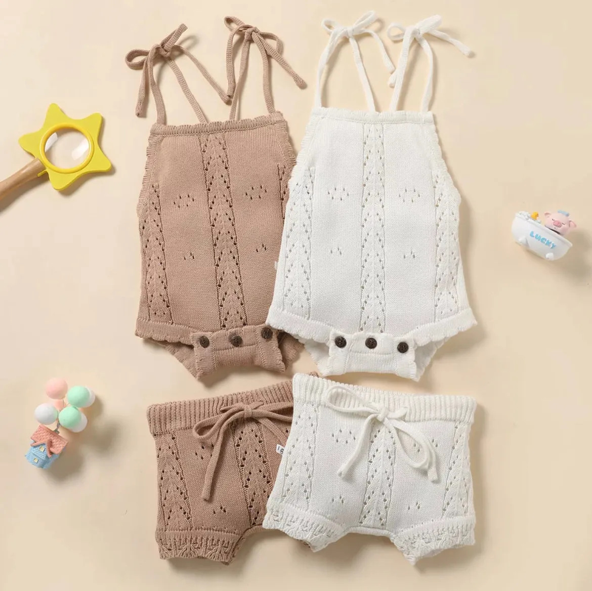 Baby Girls Knitted Set - White