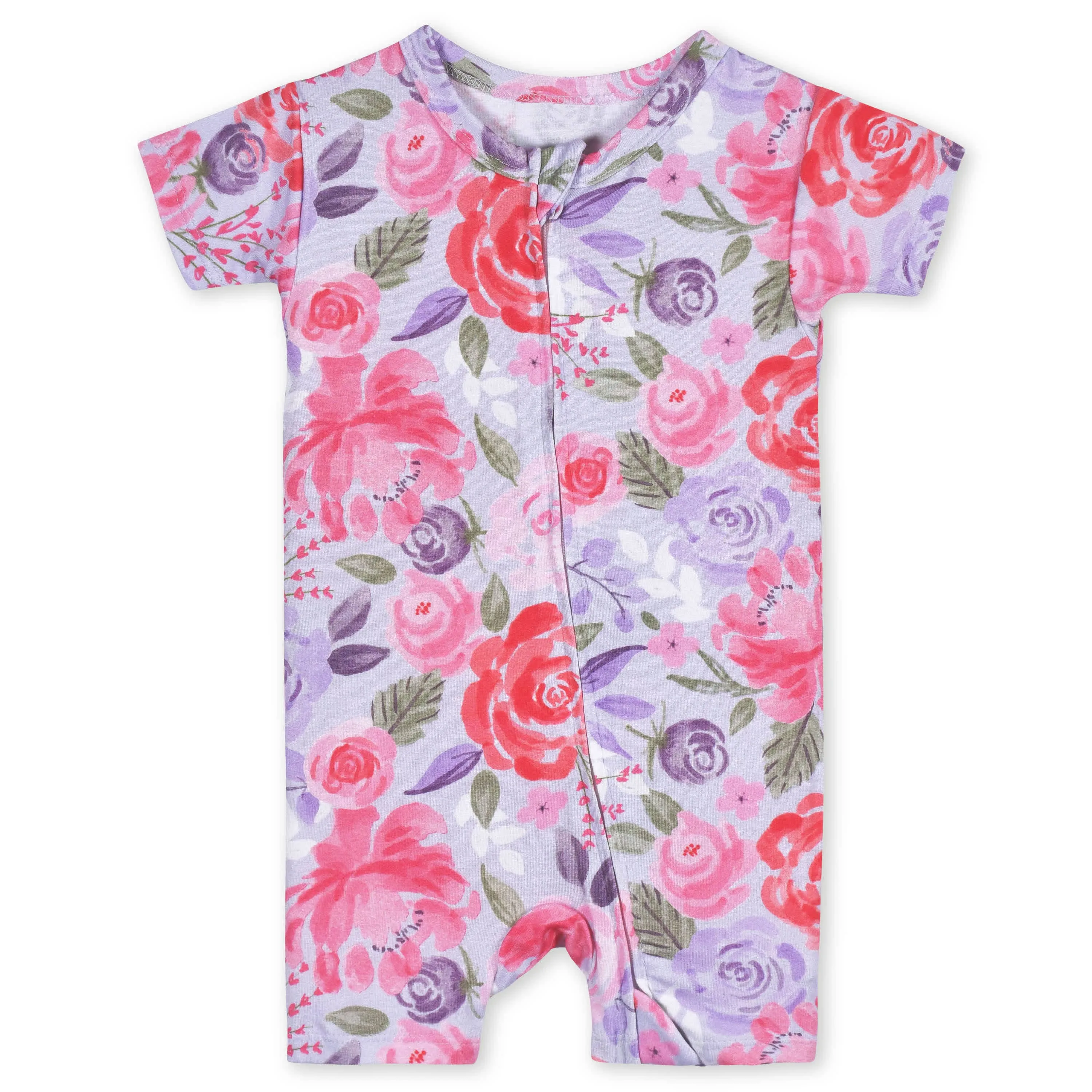 Baby Girls Lilac Garden Buttery Soft Viscose Made from Eucalyptus Snug Fit Romper