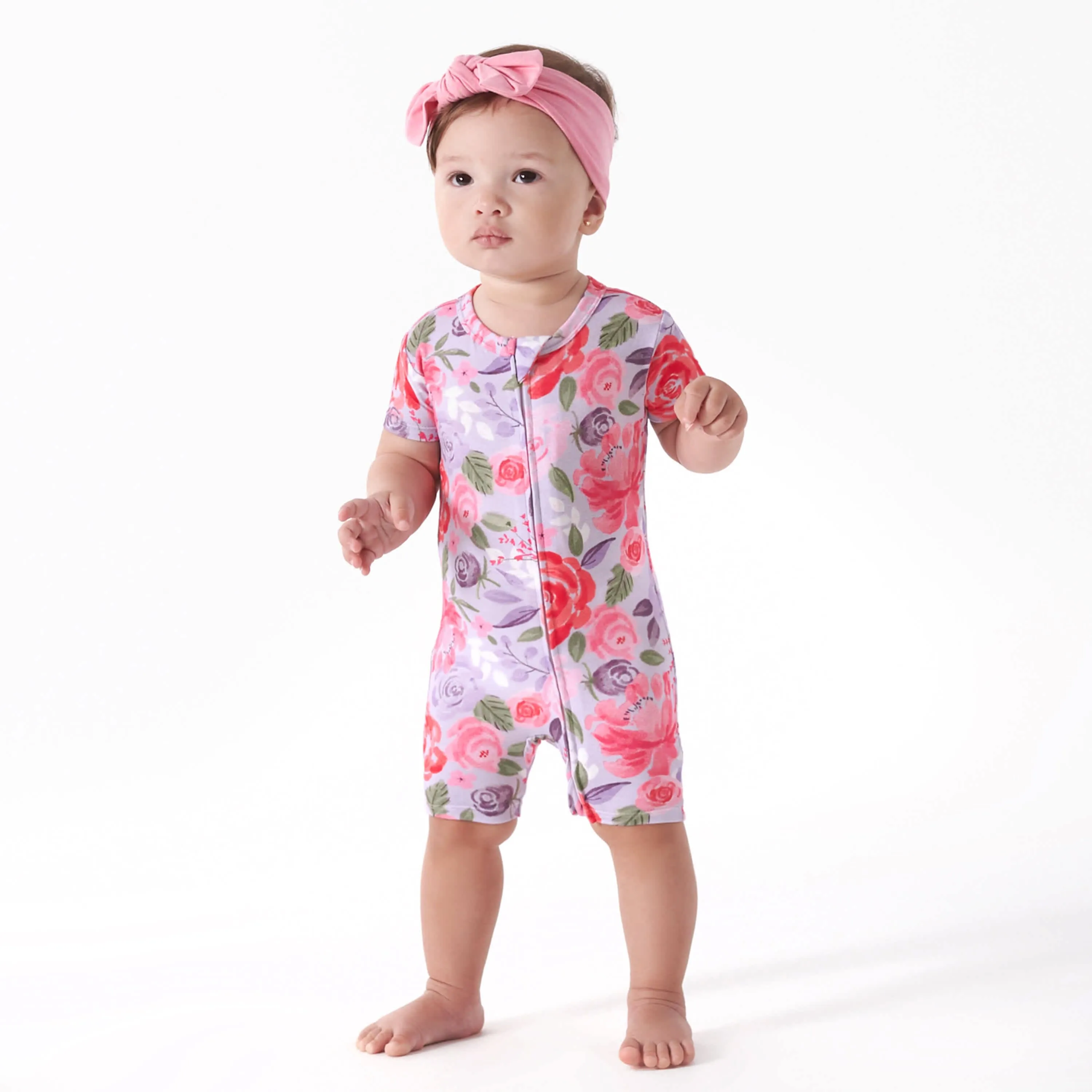 Baby Girls Lilac Garden Buttery Soft Viscose Made from Eucalyptus Snug Fit Romper