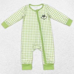 Baby Infant Boys Rompers Christmas Green Zip Bamboo Rompers LR1251