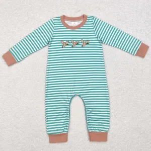 Baby Infant Boys Rompers Green Stripes Mallard Ducks Hunting Rompers LR1618