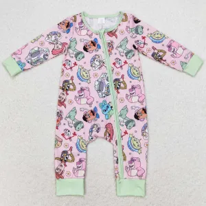 Baby Infant Girls Rompers Cartoon Animals Long Sleeve Zip Bamboo Rompers LR0970