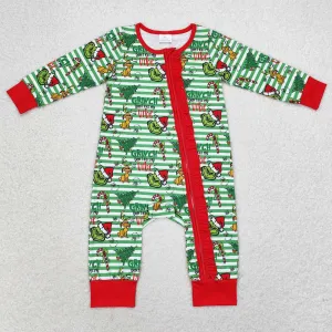 Baby Infant Girls Rompers Christmas Green Zip Rompers LR1054